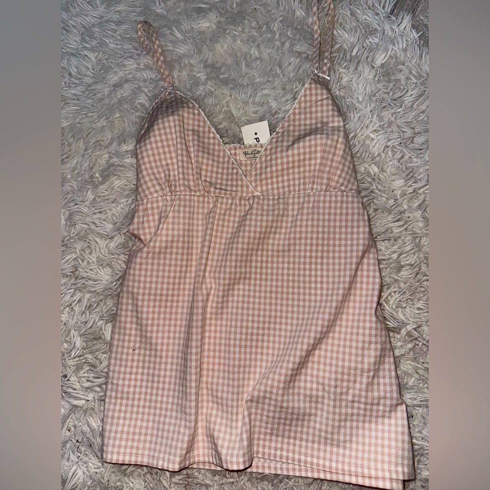 BRANDY MELVILLE Pink Gingham Sleeveless Top